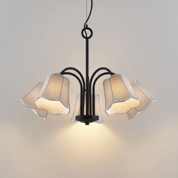 Lucande Binta závesná lampa, 5-pl., striebrosivá
