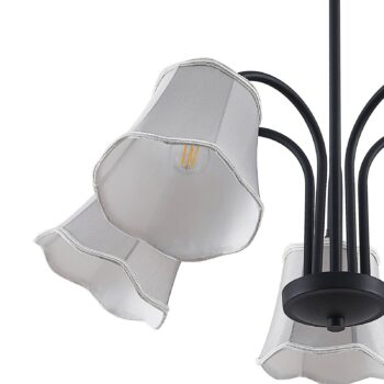 Lucande Binta závesná lampa, 5-pl., striebrosivá