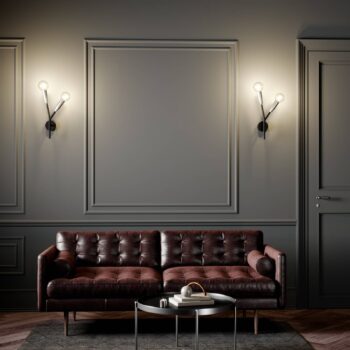 Lucande Carlea nástenná lampa/2-sv./čierna/nikel