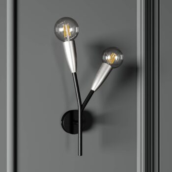 Lucande Carlea nástenná lampa/2-sv./čierna/nikel