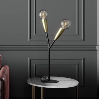 Lucande Carlea stolová lampa, 2 sv., čierna/mosadz