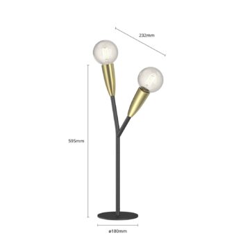 Lucande Carlea stolová lampa, 2 sv., čierna/mosadz