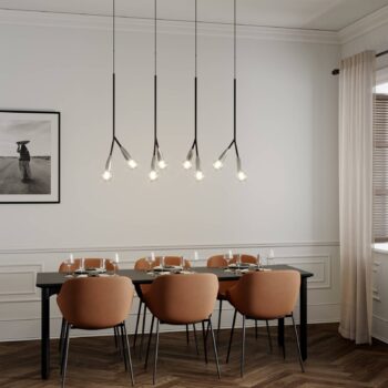 Lucande Carlea závesná lampa, 8 sv./čierna, nikel