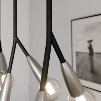 Lucande Carlea závesná lampa, 8 sv./čierna, nikel