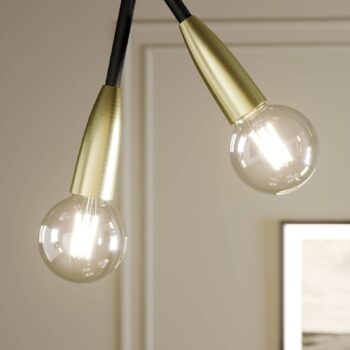 Lucande Carlea závesná lampa, 8 sv./čierna/mosadz