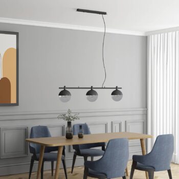 Lucande Dustian závesné svietidlo, 3-pl, 124 cm