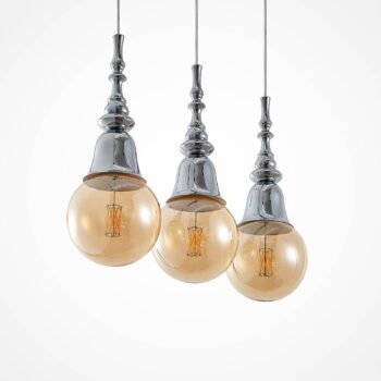 Lucande Gesja závesná lampa 3-pl., dlhá, chróm