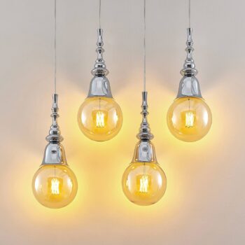 Lucande Gesja závesná lampa 4-pl., dlhá, chróm