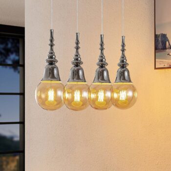 Lucande Gesja závesná lampa 4-pl., dlhá, chróm