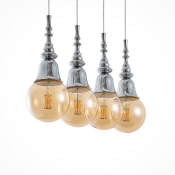 Lucande Gesja závesná lampa 4-pl., dlhá, chróm