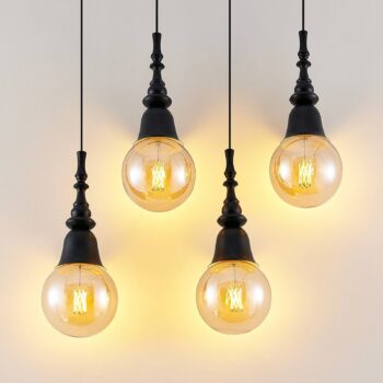 Lucande Gesja závesná lampa, 4-pl. dlhá, čierna