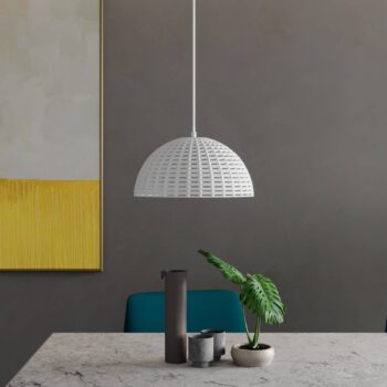 Lucande Herdis sadrové závesné svietidlo, Ø 34 cm