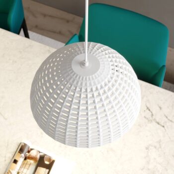 Lucande Herdis sadrové závesné svietidlo, Ø 34 cm