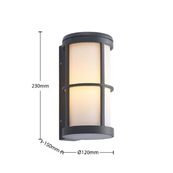 Lucande Kelini vonkajšia nástenná lampa, tmavosivá