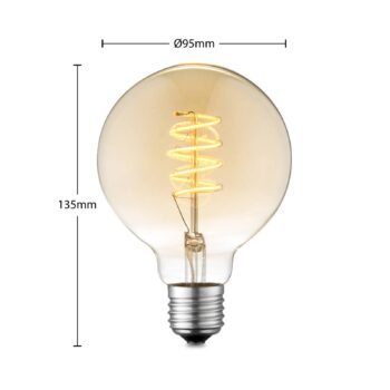 Lucande LED E27 G95 4W 2 700 K stmieva jantárová