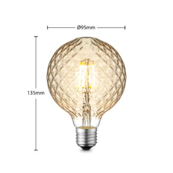 Lucande LED E27 G95 4W 2 700 K stmieva jantárová