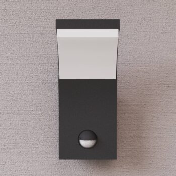 Lucande LED nástenné svetlo Timm, senzor, 20 cm, antracit, IP54
