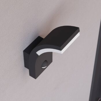 Lucande LED nástenné svetlo Timm, senzor, 20 cm, antracit, IP54