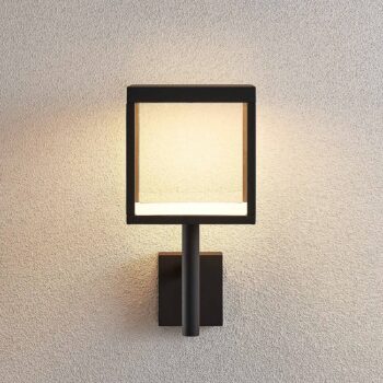 Lucande LED nástenné svietidlo Cube, antracit, sklo, 37 cm, IP54