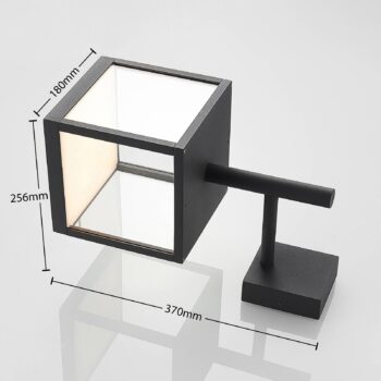 Lucande LED nástenné svietidlo Cube, antracit, sklo, 37 cm, IP54