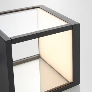 Lucande LED nástenné svietidlo Cube, antracit, sklo, 37 cm, IP54