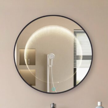 Lucande LED nekonečné zrkadlo Emire, čierne, hliník, CCT, IP44