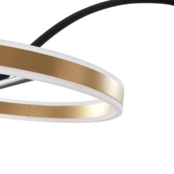 Lucande LED oblúková lampa Yekta, mosadzná farba, 183 cm, stmievateľná