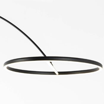 Lucande LED oblúková stojacia lampa Virvera, okrúhla, čierna, kov