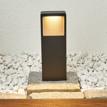 Lucande LED podstavná lampa Leya, 35 cm, antracitová, kov, IP54