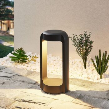 Lucande LED podstavné svetlo Habsa, 30 cm, antracitová farba, kov