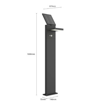 Lucande LED solárna lampa Silvan, 100 cm, senzor, antracitová