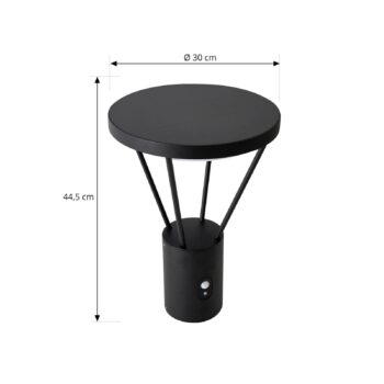 Lucande LED solárna základňa Elario, 44 cm, čierna, senzor