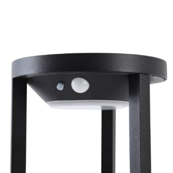 Lucande LED solárne cestné svetlo Nilea, Ø 16 cm, čierne, senzor