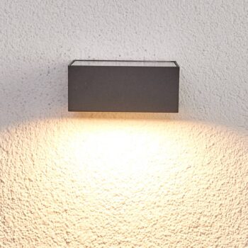 Lucande LED solárne nástenné svietidlo Mahra, antracit, kov, senzor