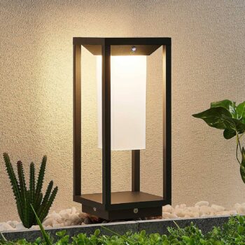 Lucande LED solárne podstavcové svetlo Eliel, 34 cm, antracitová farba, IP54
