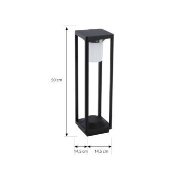 Lucande LED solárne svetlo na chodník Nilea, 50 cm, čierne, senzor
