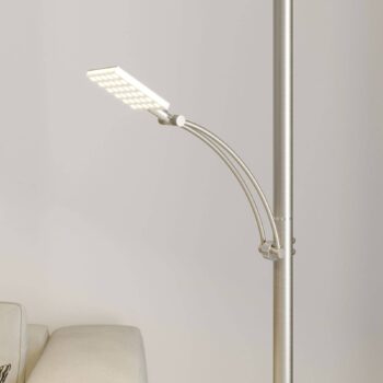 Lucande LED stojacia lampa Parthena, nikl, kov, 180 cm