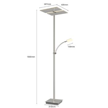 Lucande LED stojacia lampa Parthena, nikl, kov, 180 cm