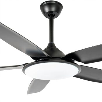 Lucande LED stropný ventilátor Divian, čierny, DC, tichý, CCT