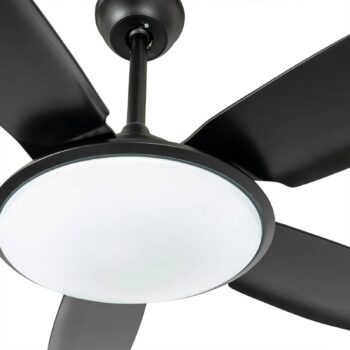 Lucande LED stropný ventilátor Divian, čierny, DC, tichý, CCT