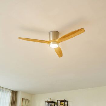 Lucande LED stropný ventilátor Faipari, nikl, DC, tichý, 132 cm