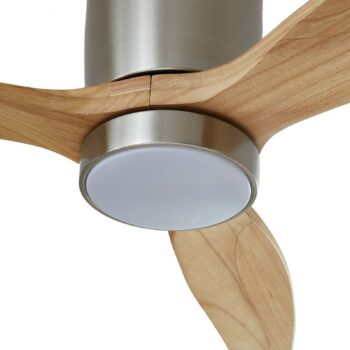 Lucande LED stropný ventilátor Faipari, nikl, DC, tichý, 132 cm