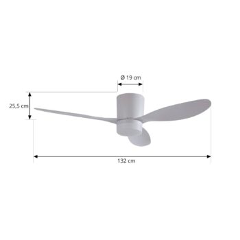 Lucande LED stropný ventilátor Kayu, biely, DC, tichý, Ø 132 cm