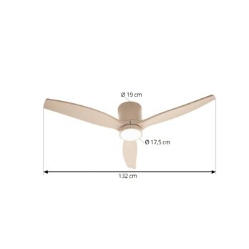 Lucande LED stropný ventilátor Sorin, béžový, DC, tichý, IP44