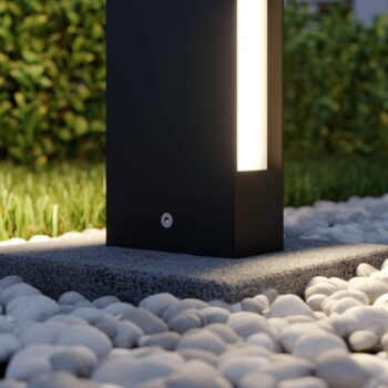 Lucande LED svetlo na chodník Lirka, 2 svetlá, sivá, kov, 60 cm