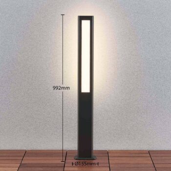 Lucande LED svetlo na chodník Mhairi, hranaté, antracit, 100 cm