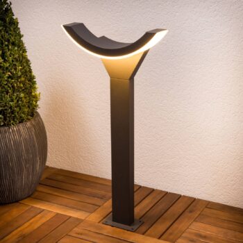 Lucande LED svetlo na chodník Polovica, 60 cm, antracitová farba, kov, IP54