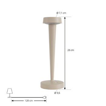 Lucande LED svietiaci svietnik Lea, váza, béžová, 28 cm