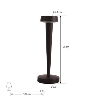 Lucande LED svietiaci svietnik Lea, váza, tmavohnedá, 28 cm