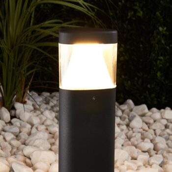 Lucande LED svietidlo na podstavci Milou, výška 30 cm, antracit, hliník